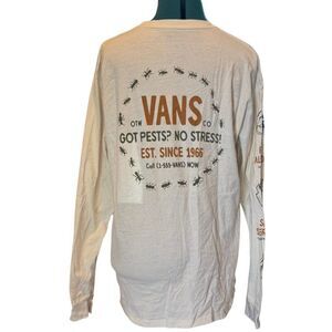 Vans 'Got Pests' Graphic Long-Sleeve T-Shirt - Size Medium, White/Gold